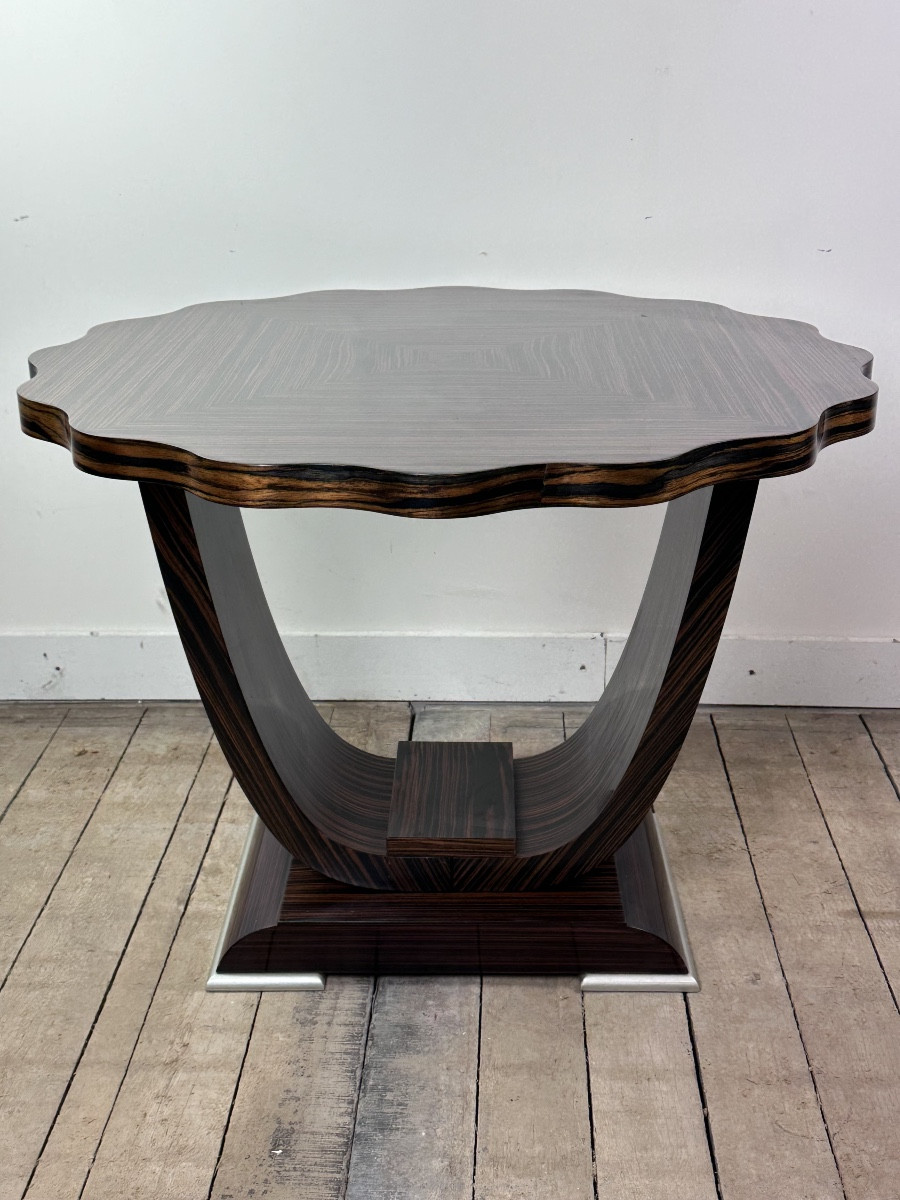 Table guéridon époque Art Déco en Ebène de Macassar 1930