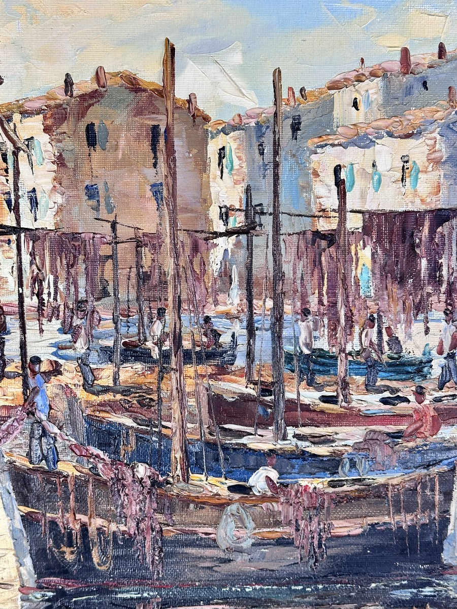 Peinture huile sur toile port de Martigues-photo-2