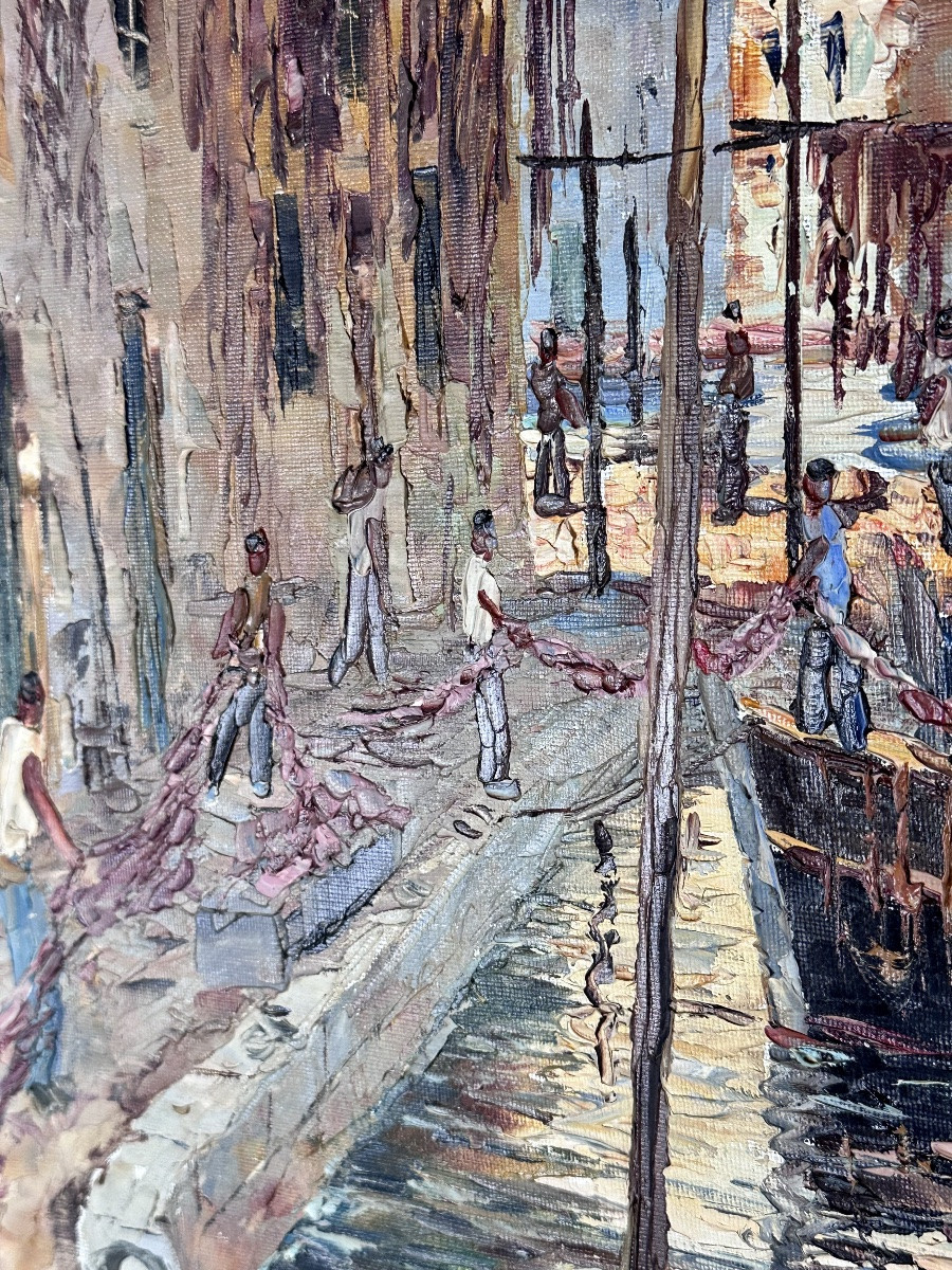 Peinture huile sur toile port de Martigues-photo-4