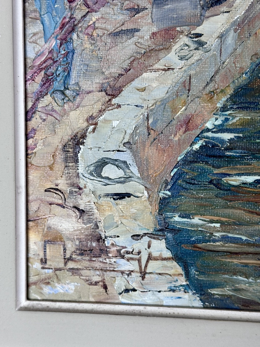 Peinture huile sur toile port de Martigues-photo-3