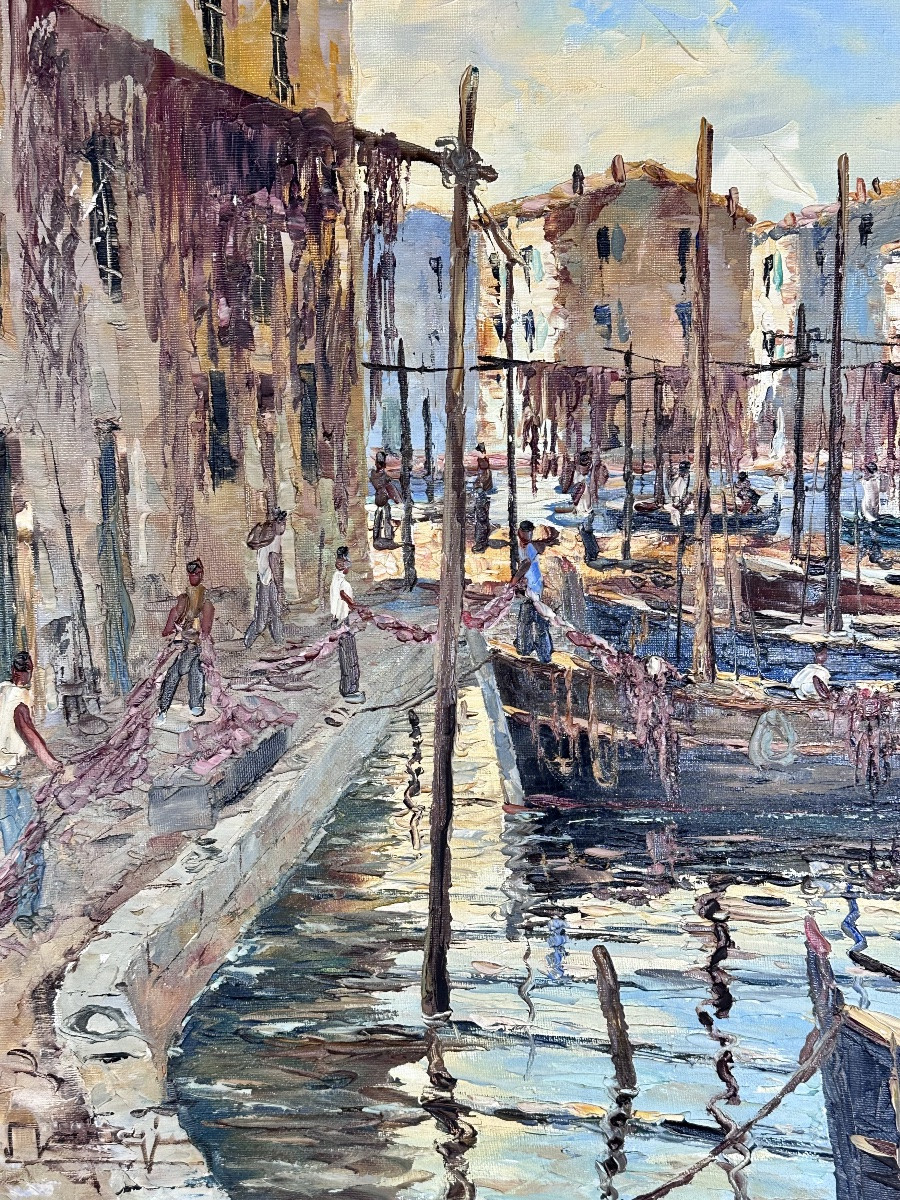 Peinture huile sur toile port de Martigues-photo-6