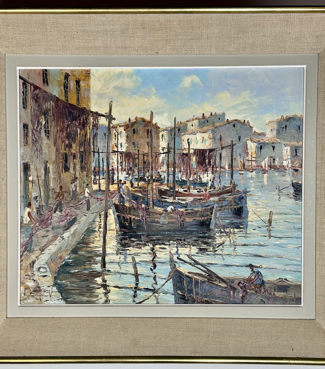 Peinture huile sur toile port de Martigues-photo-7