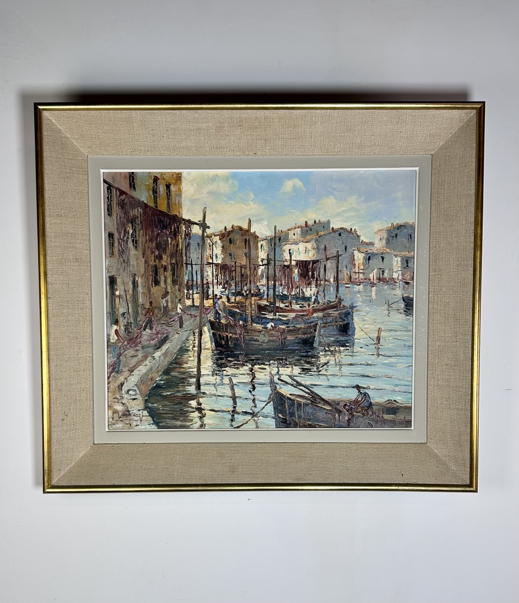 Peinture huile sur toile port de Martigues