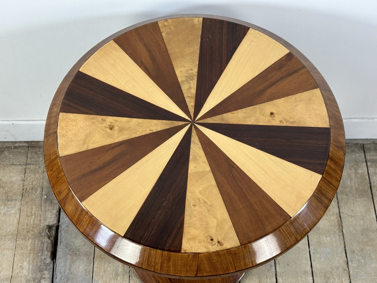 Guéridon / table d'appoint de style Art déco en maqueterie 1960-photo-3