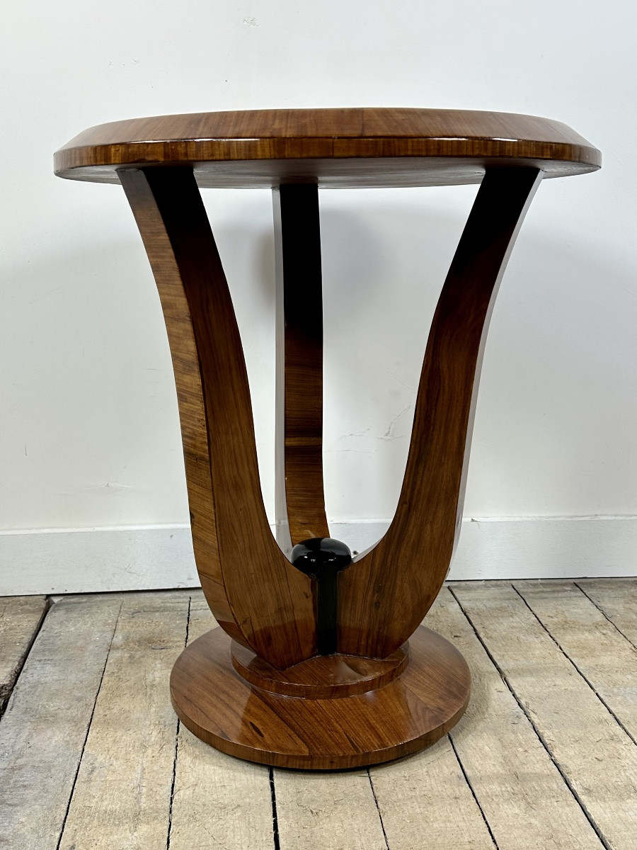 Guéridon / table d'appoint de style Art déco en maqueterie 1960-photo-3