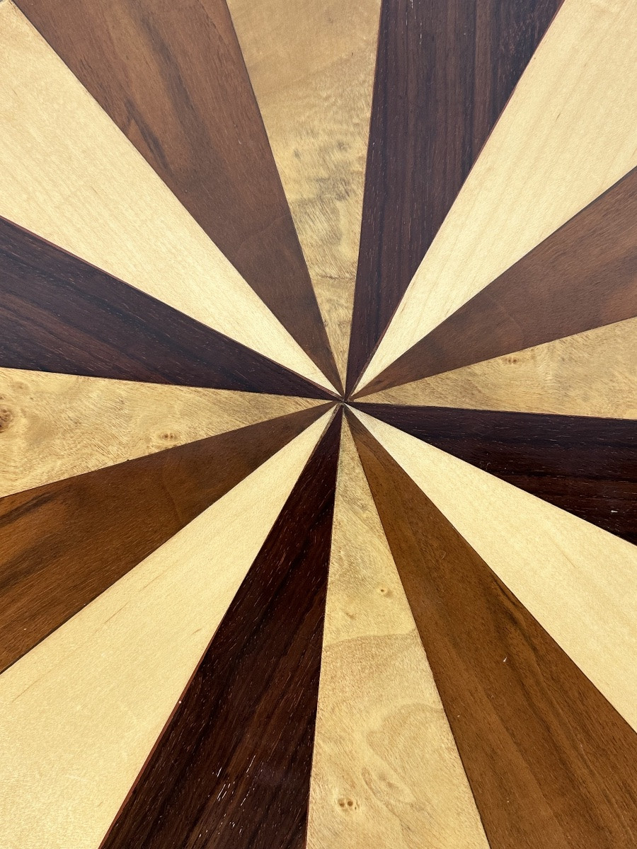 Guéridon / table d'appoint de style Art déco en maqueterie 1960-photo-4