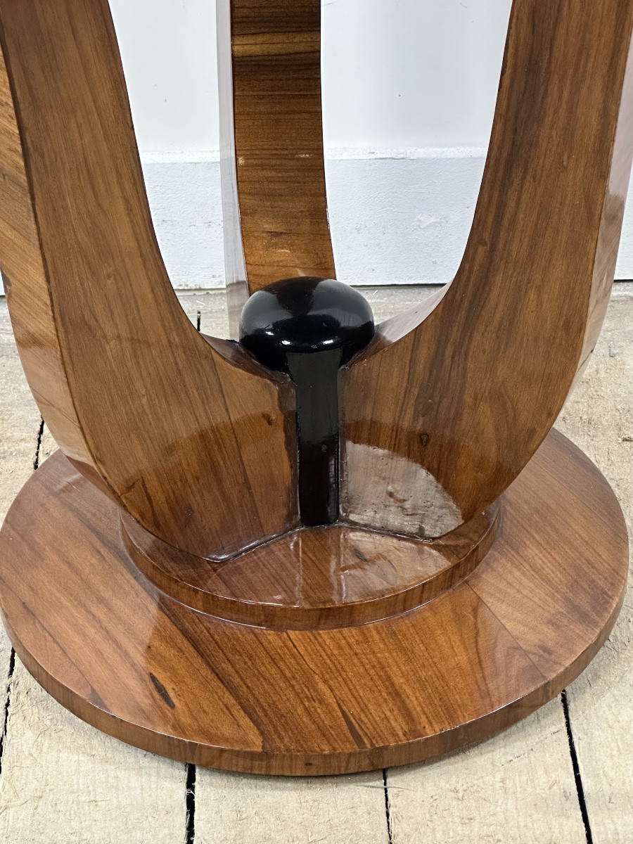 Guéridon / table d'appoint de style Art déco en maqueterie 1960-photo-5