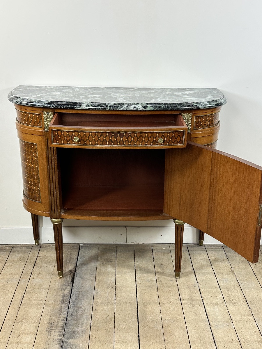 Commode demi lune de style Louis XVI-photo-3
