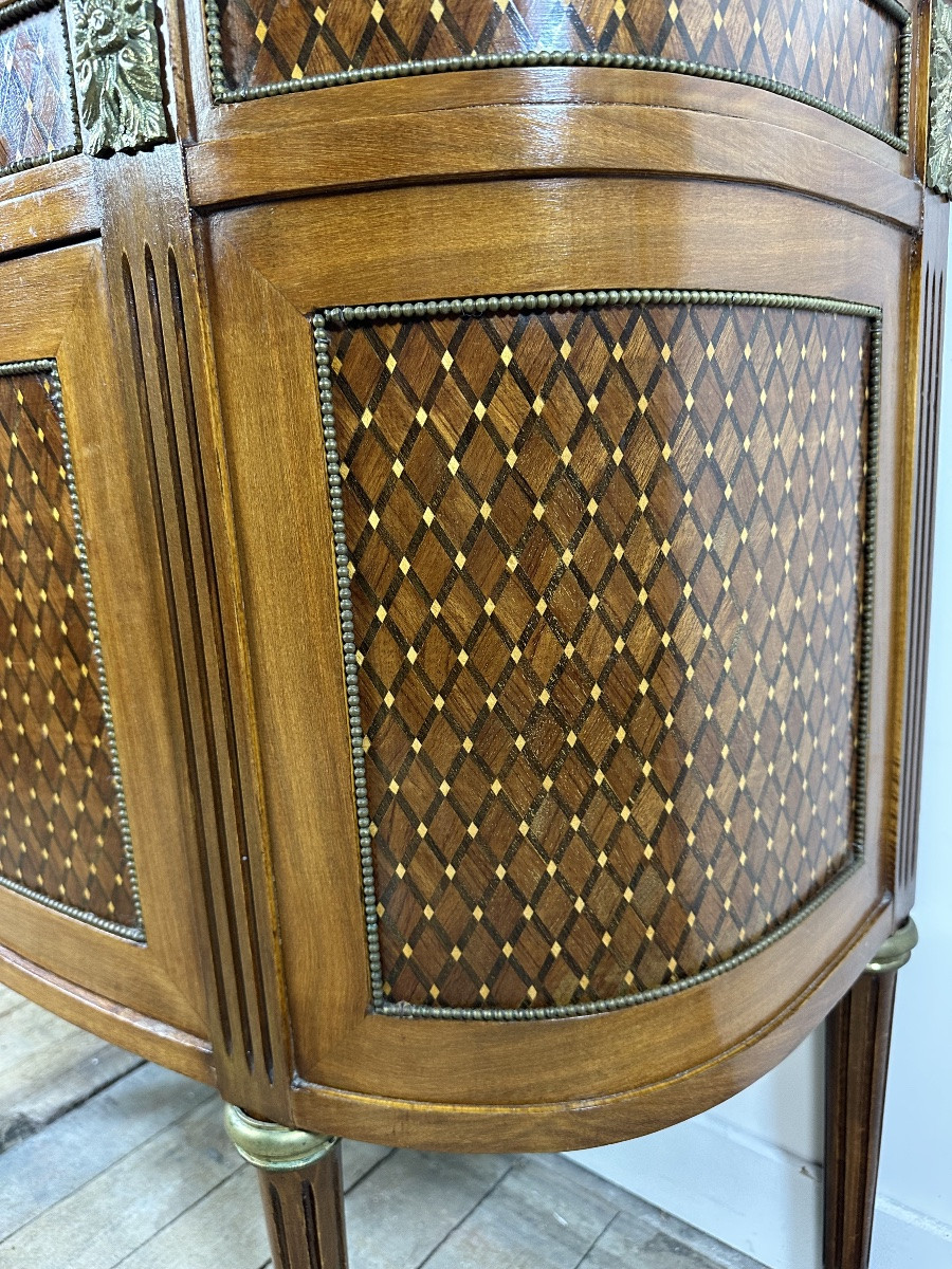 Commode demi lune de style Louis XVI-photo-3