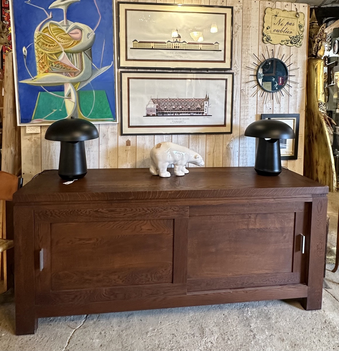 Brutalist Sideboard In Solid Oak, 1990s-photo-4