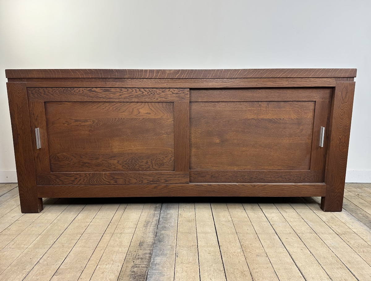 Brutalist Sideboard In Solid Oak, 1990s-photo-7