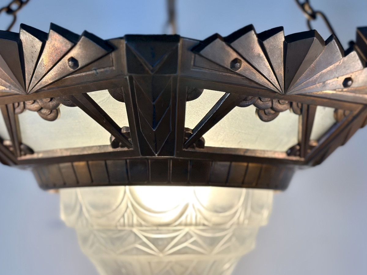 Art Deco 4-light Chandelier, 1930-photo-4