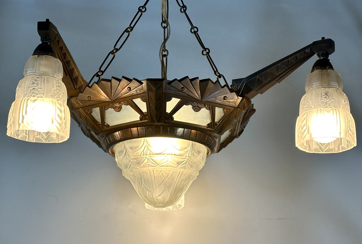 Art Deco 4-light Chandelier, 1930-photo-5