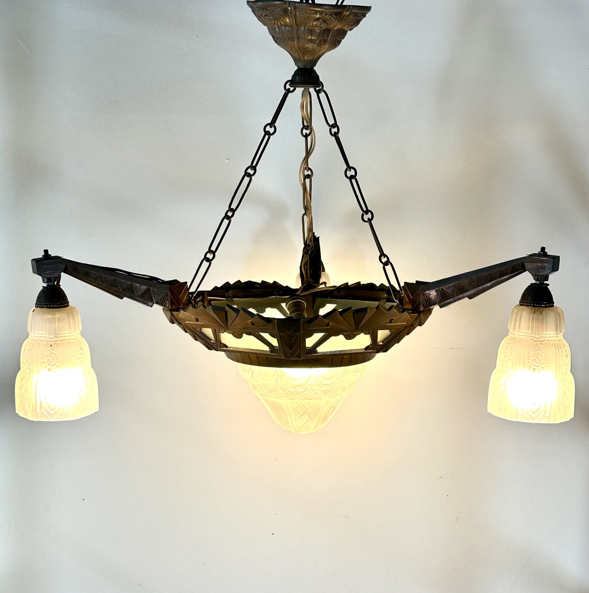 Art Deco 4-light Chandelier, 1930-photo-6