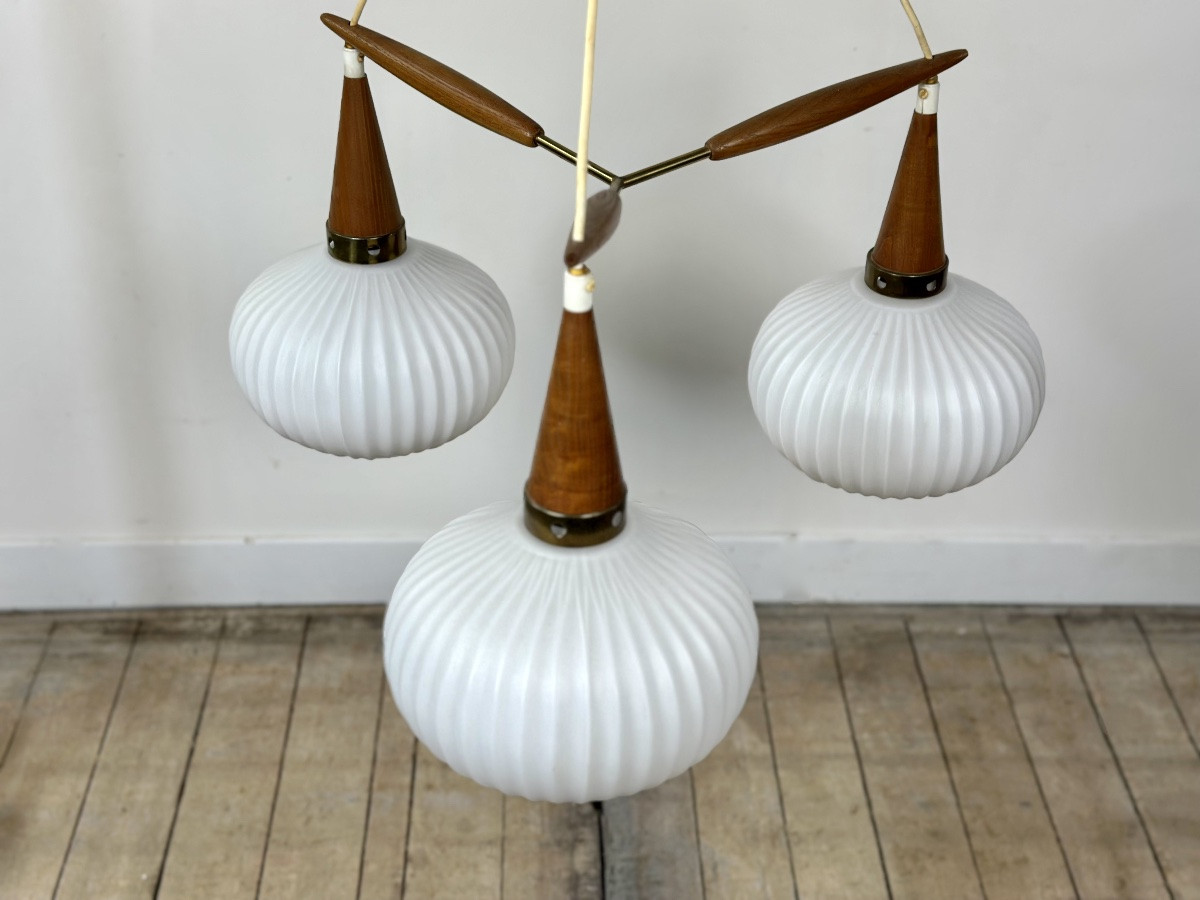 Scandinavian Chandelier Louis Kalff Vintage 1960-photo-4