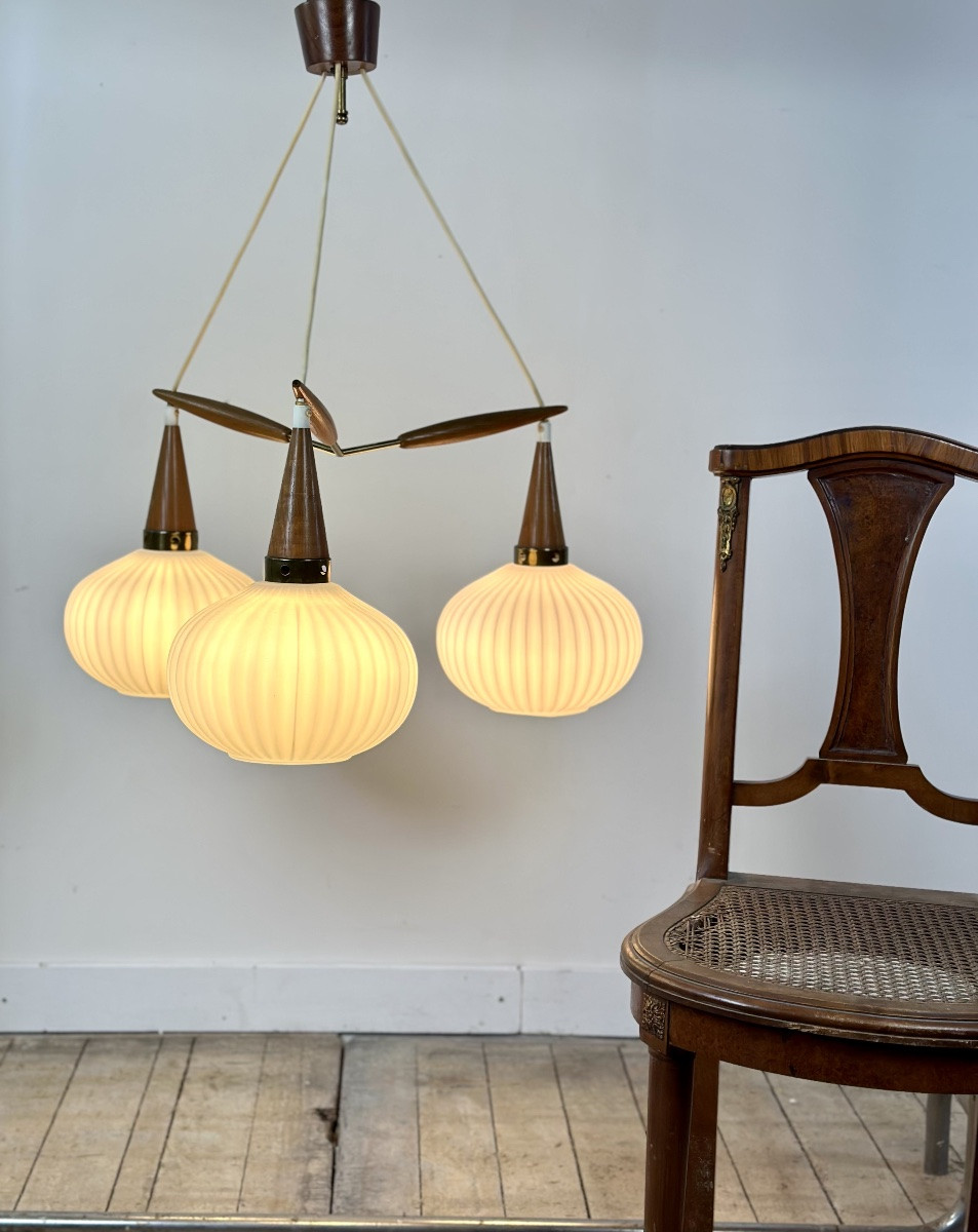 Scandinavian Chandelier Louis Kalff Vintage 1960-photo-1