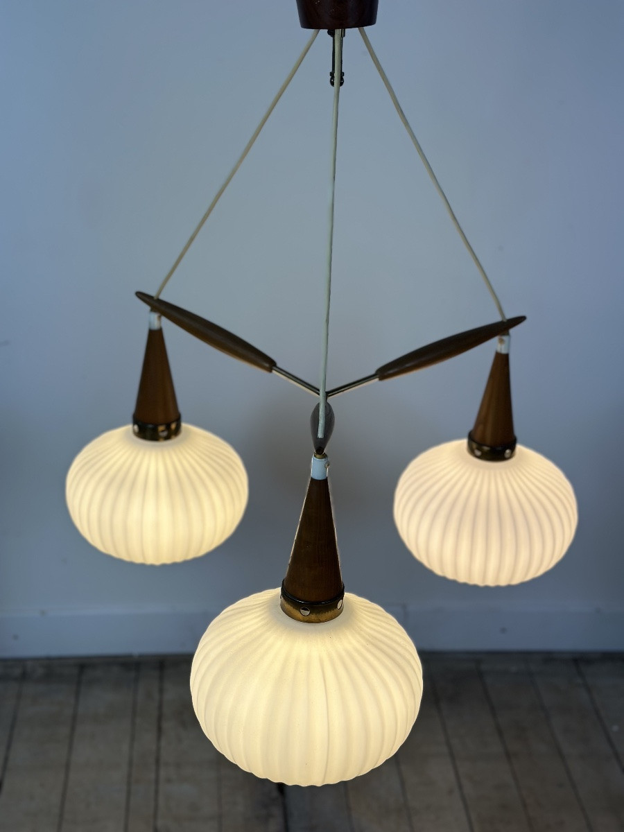 Scandinavian Chandelier Louis Kalff Vintage 1960-photo-2