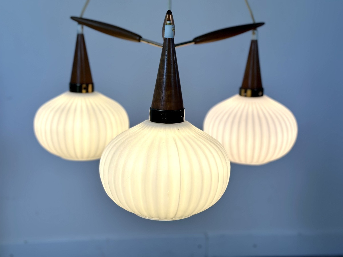 Scandinavian Chandelier Louis Kalff Vintage 1960-photo-3