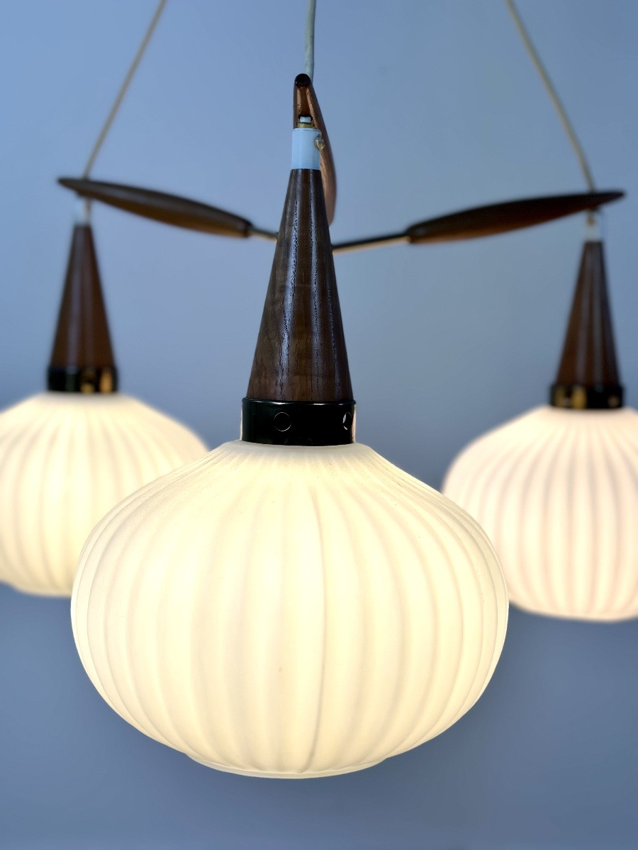 Scandinavian Chandelier Louis Kalff Vintage 1960-photo-4