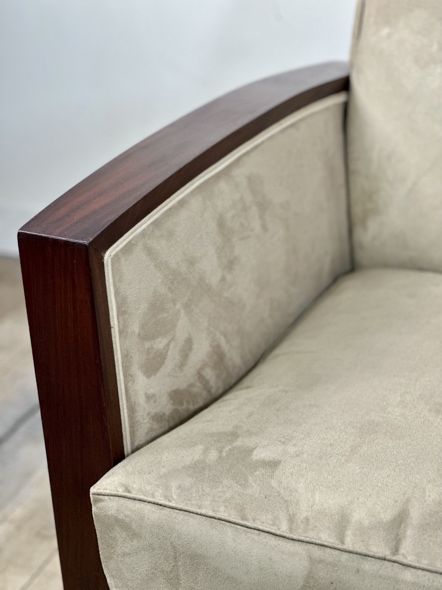Fauteuils (la paire) époque Art déco en palissandre et suédine-photo-1