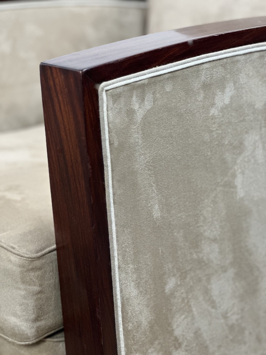 Fauteuils (la paire) époque Art déco en palissandre et suédine-photo-4