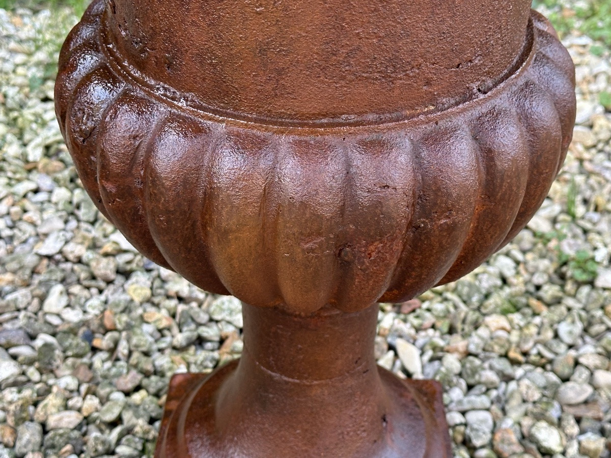 Vasques (la paire) styke Médicis en fonte Ht 74 cm-photo-4