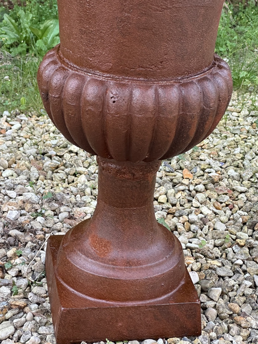 Vasques (la paire) styke Médicis en fonte Ht 74 cm-photo-1