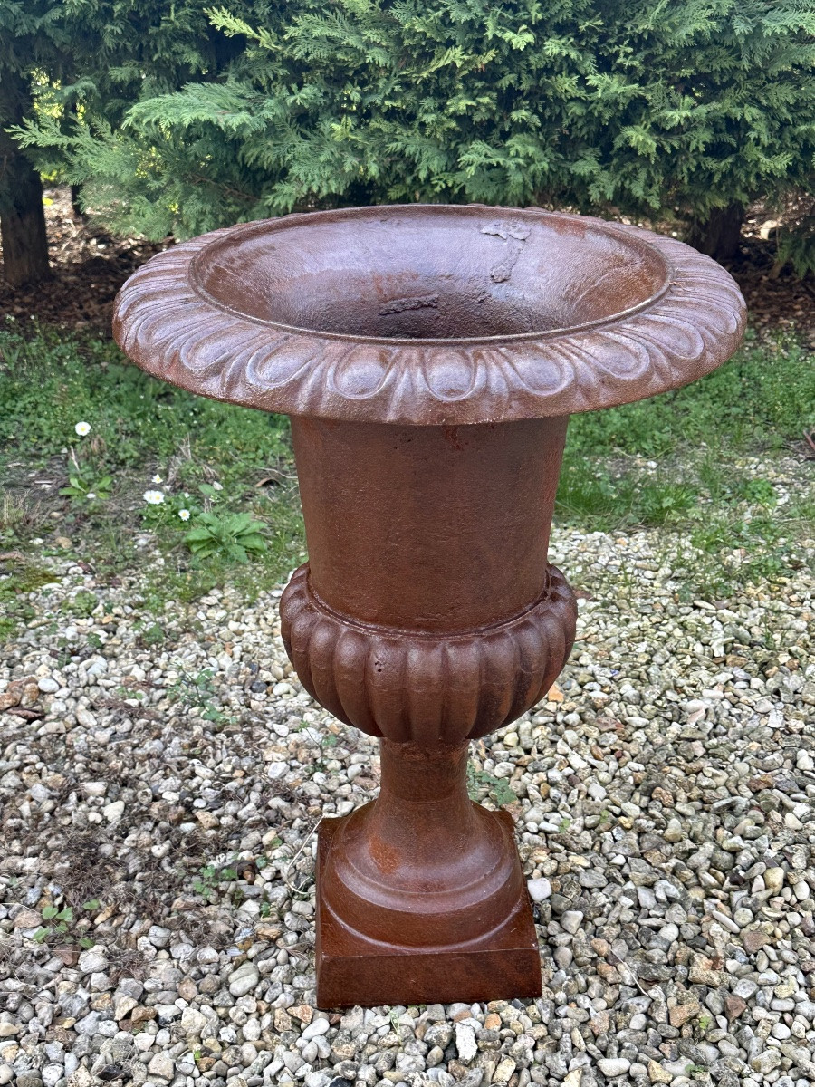 Vasques (la paire) styke Médicis en fonte Ht 74 cm-photo-3