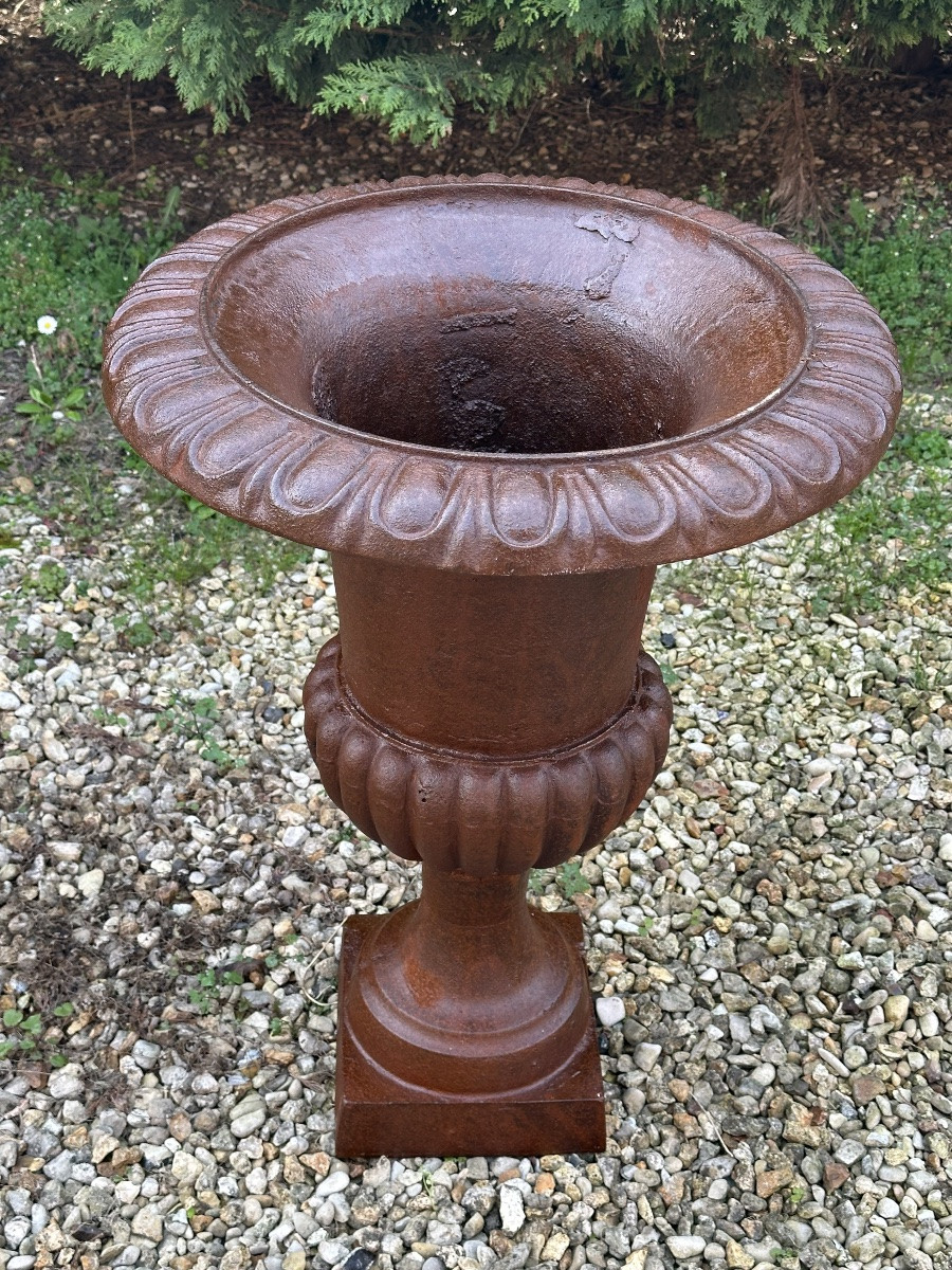 Vasques (la paire) styke Médicis en fonte Ht 74 cm-photo-4