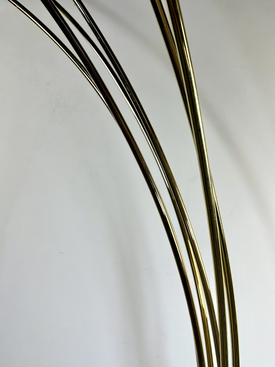 Lampadaire Arc italien 6 lumières en laiton doré 1970'S-photo-1