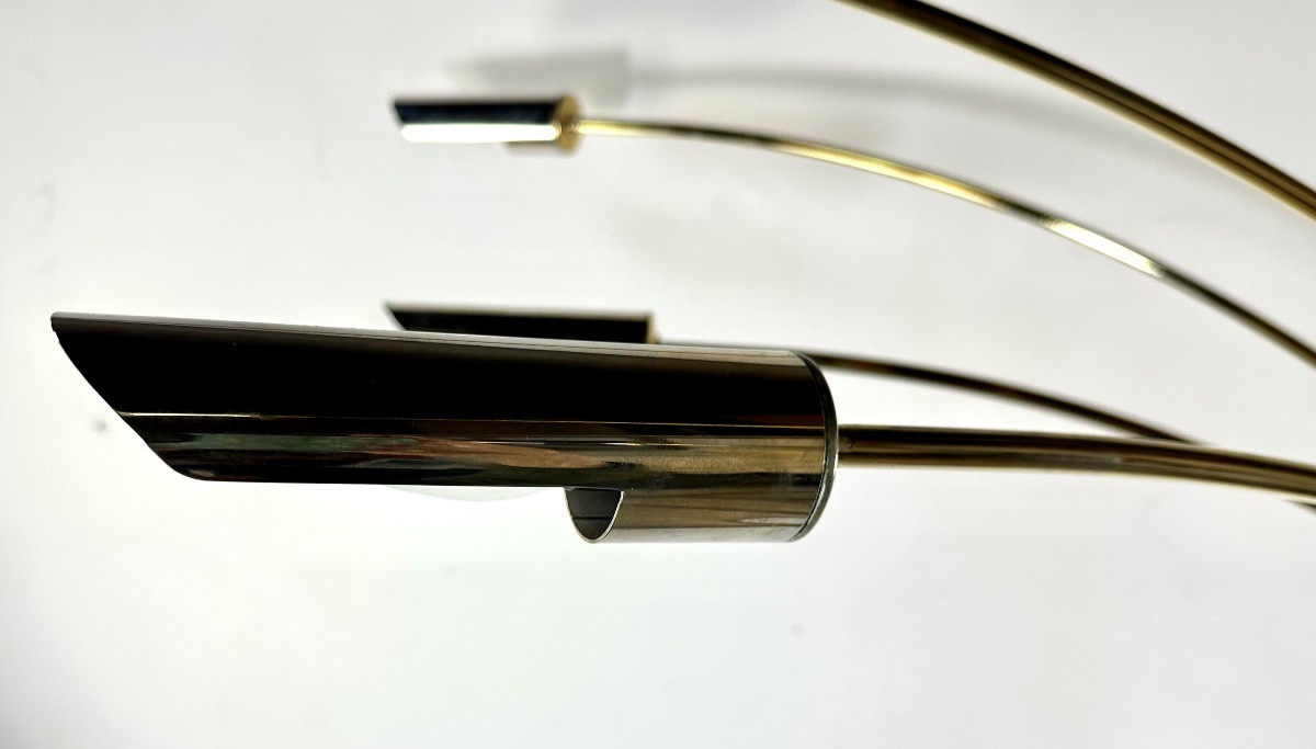 Lampadaire Arc italien 6 lumières en laiton doré 1970'S-photo-5