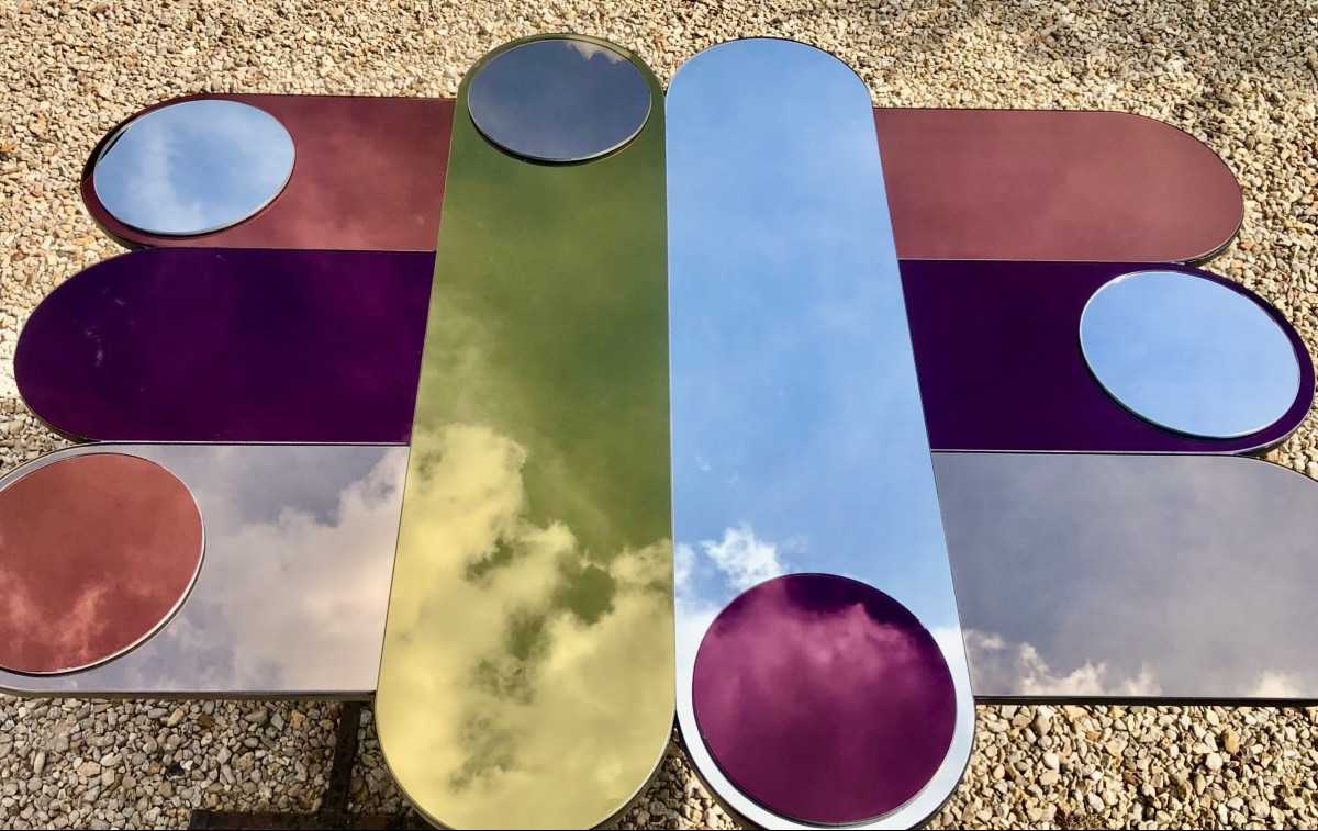 Miroir Circus en verre fumé 1994'S-photo-4