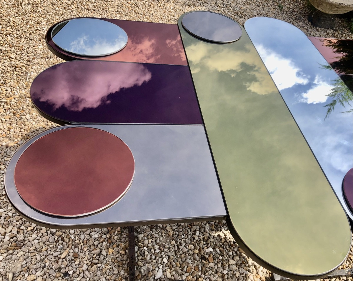 Miroir Circus en verre fumé 1994'S-photo-3