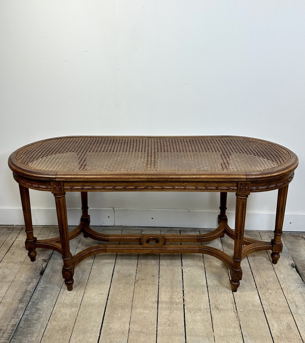 Banquette de piano de style Louis XVI en noyer