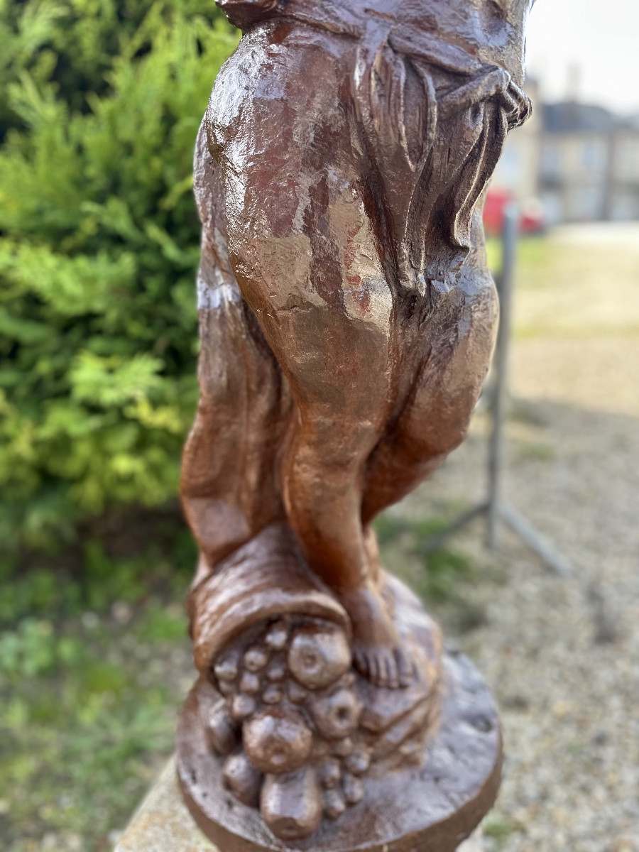 Statue en fonte "la fillette au papillon" années 1980-photo-3