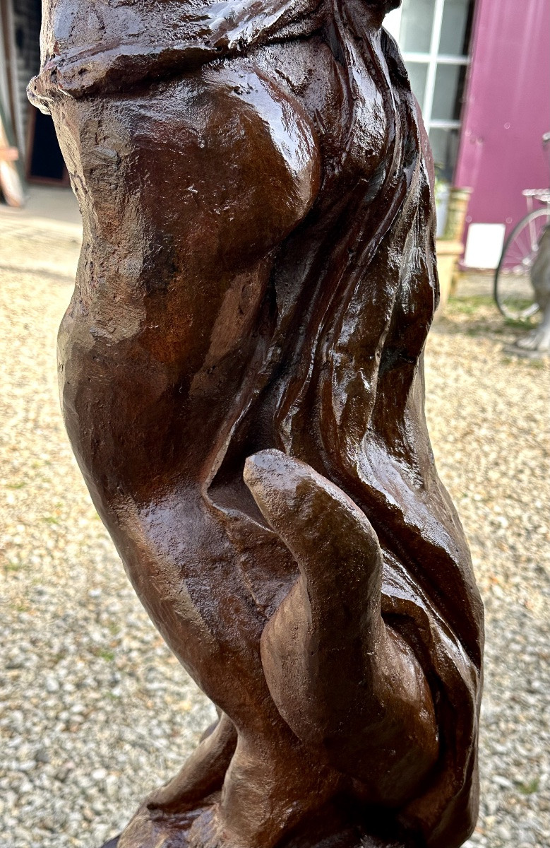 Statue en fonte "la fillette au papillon" années 1980-photo-4