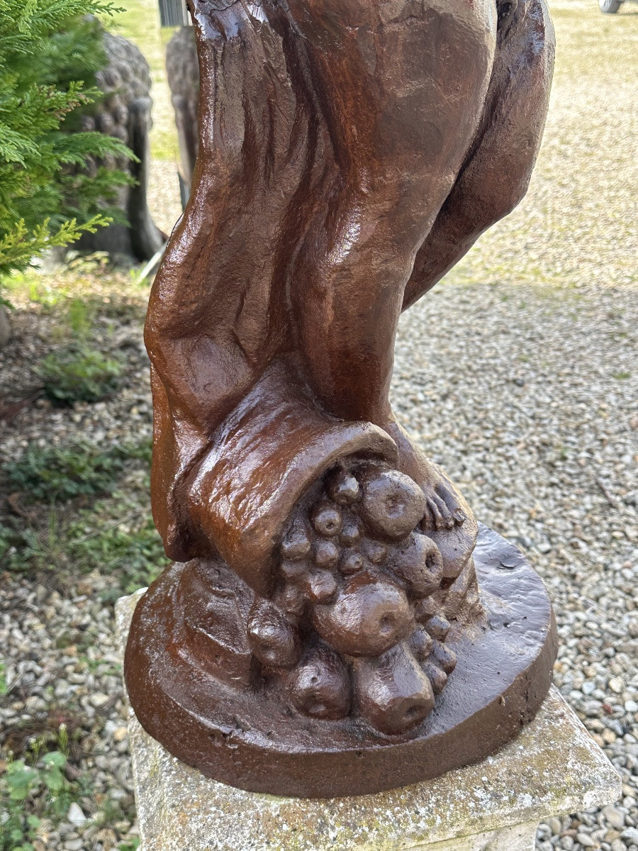 Statue en fonte "la fillette au papillon" années 1980-photo-1