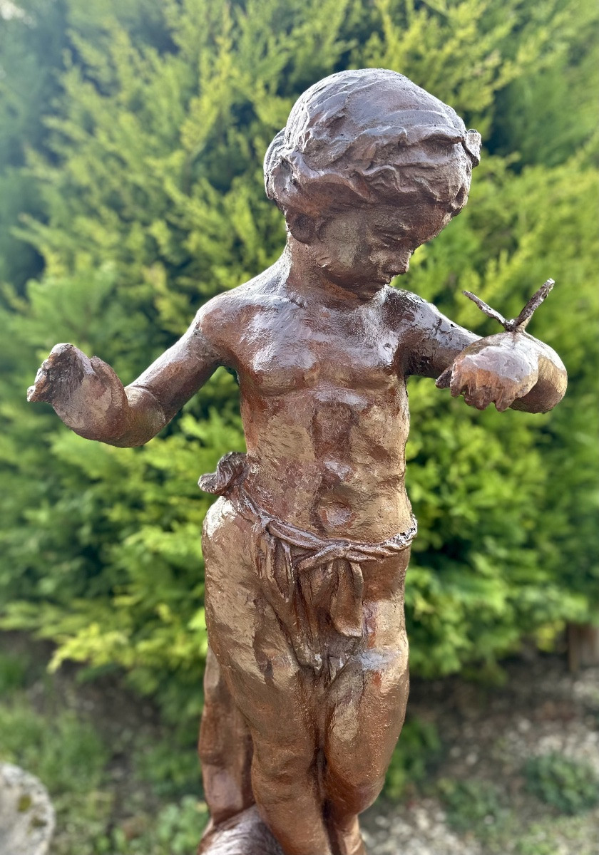 Statue en fonte "la fillette au papillon" années 1980-photo-7