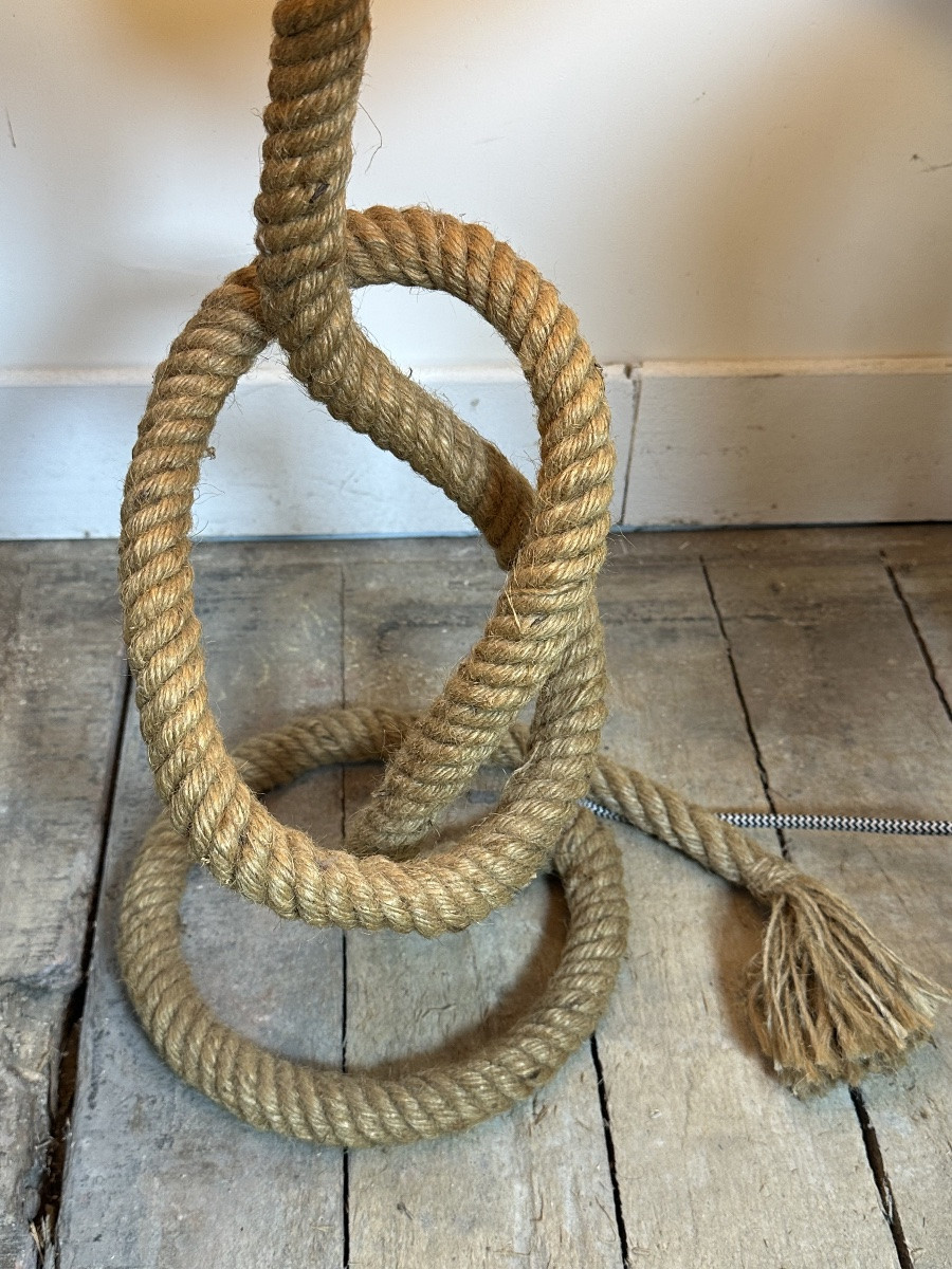 Audoux Minet Lamp In Rope And Raffia 1950's-photo-2