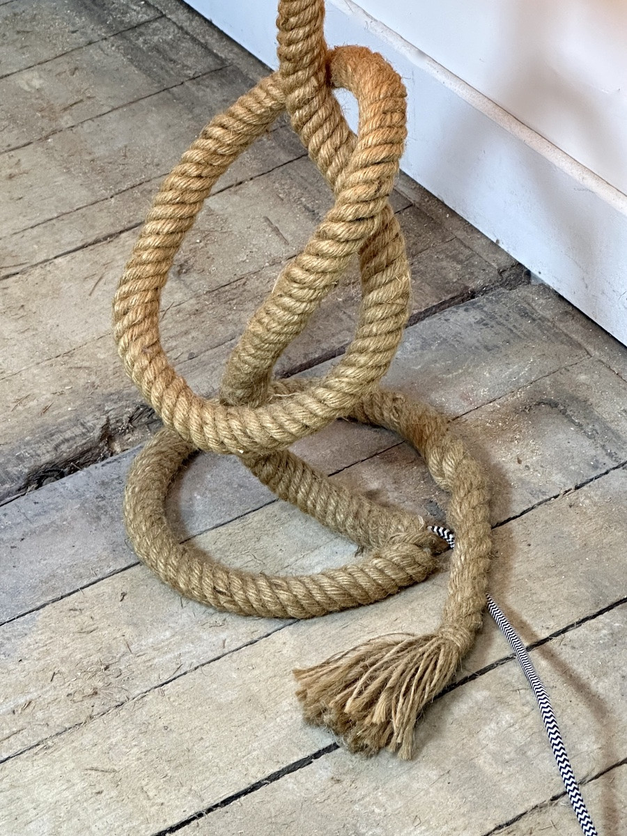 Audoux Minet Lamp In Rope And Raffia 1950's-photo-1