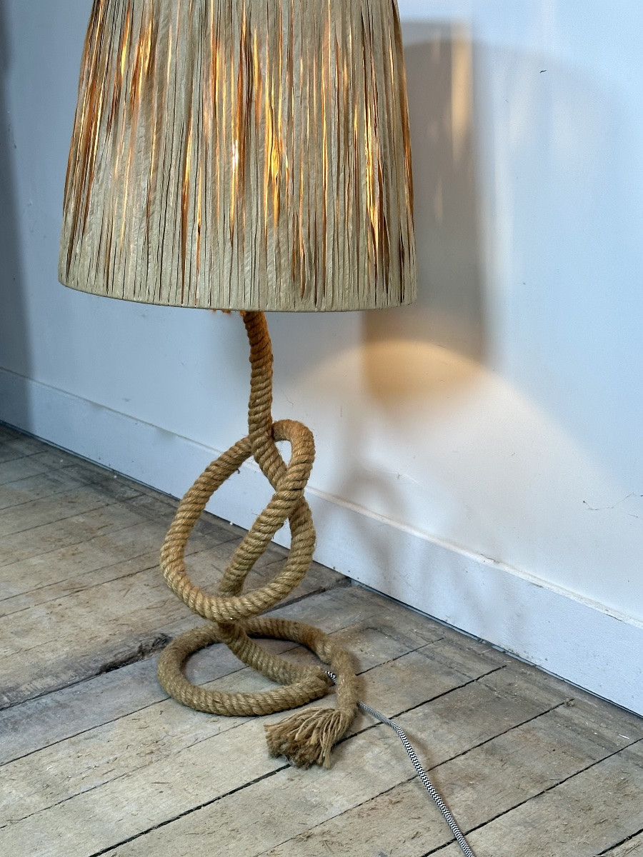 Audoux Minet Lamp In Rope And Raffia 1950's-photo-2
