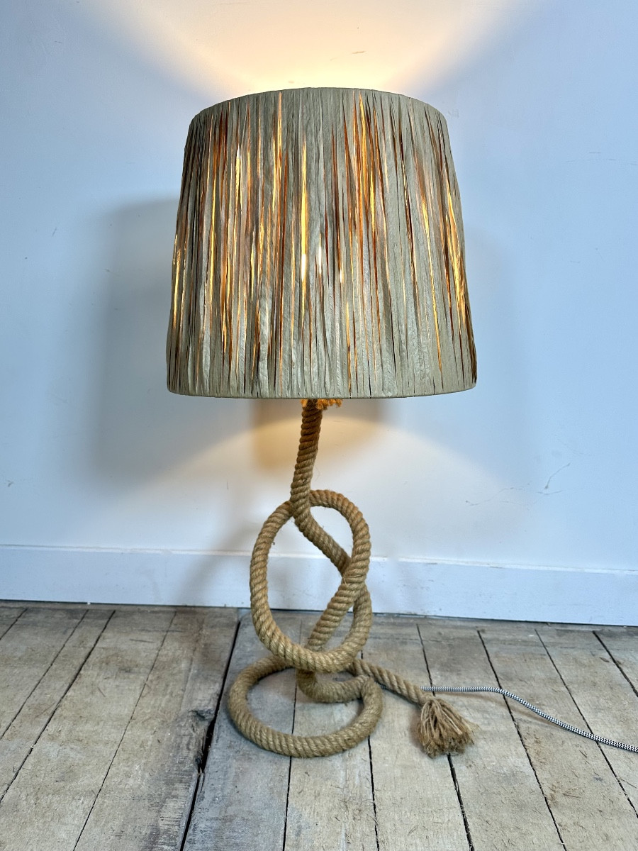 Audoux Minet Lamp In Rope And Raffia 1950's