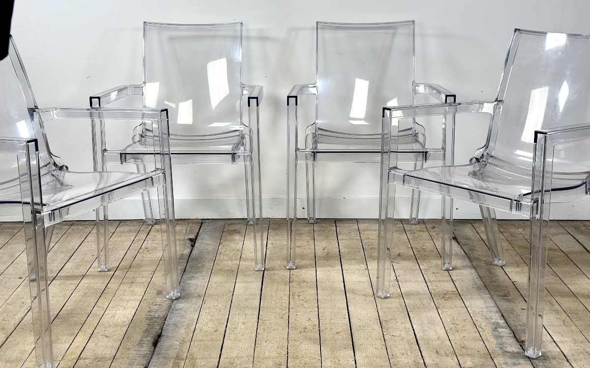 Armchairs (set Of 4) Driade Italian Vintage 80's-photo-7