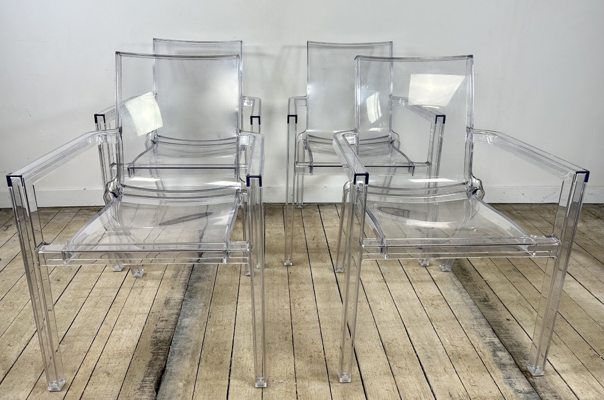 Armchairs (set Of 4) Driade Italian Vintage 80's-photo-8