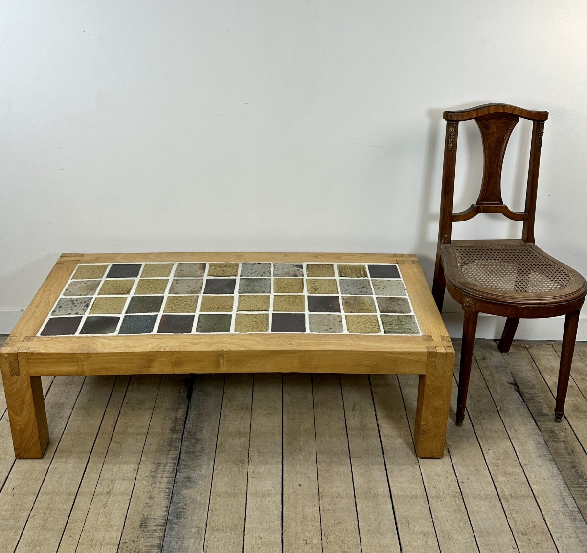Table basse en orme et grès Céram Maison Regain 1970-photo-4