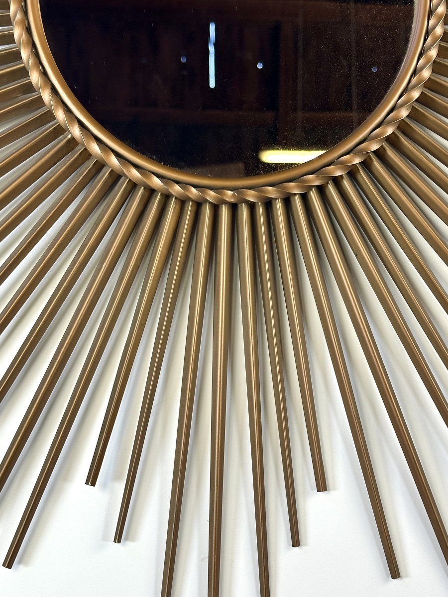 Chaty Vallauris Sun Mirror In Gold-plated Metal, 1950s/60s-photo-2