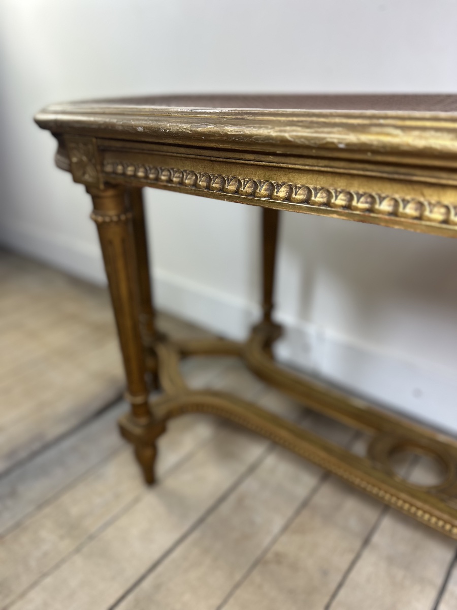 Louis XV-style Gold-finished Rattan Bench-photo-2