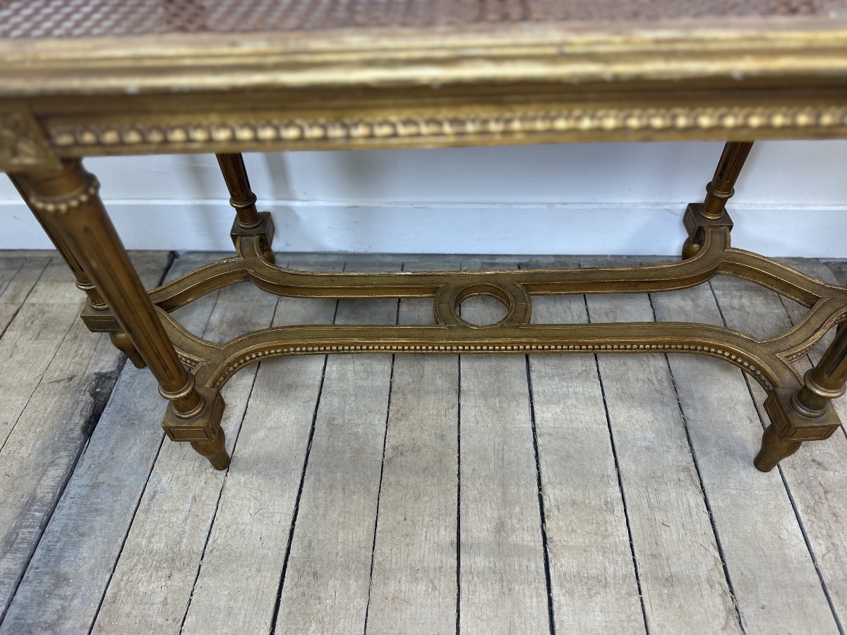 Louis XV-style Gold-finished Rattan Bench-photo-2