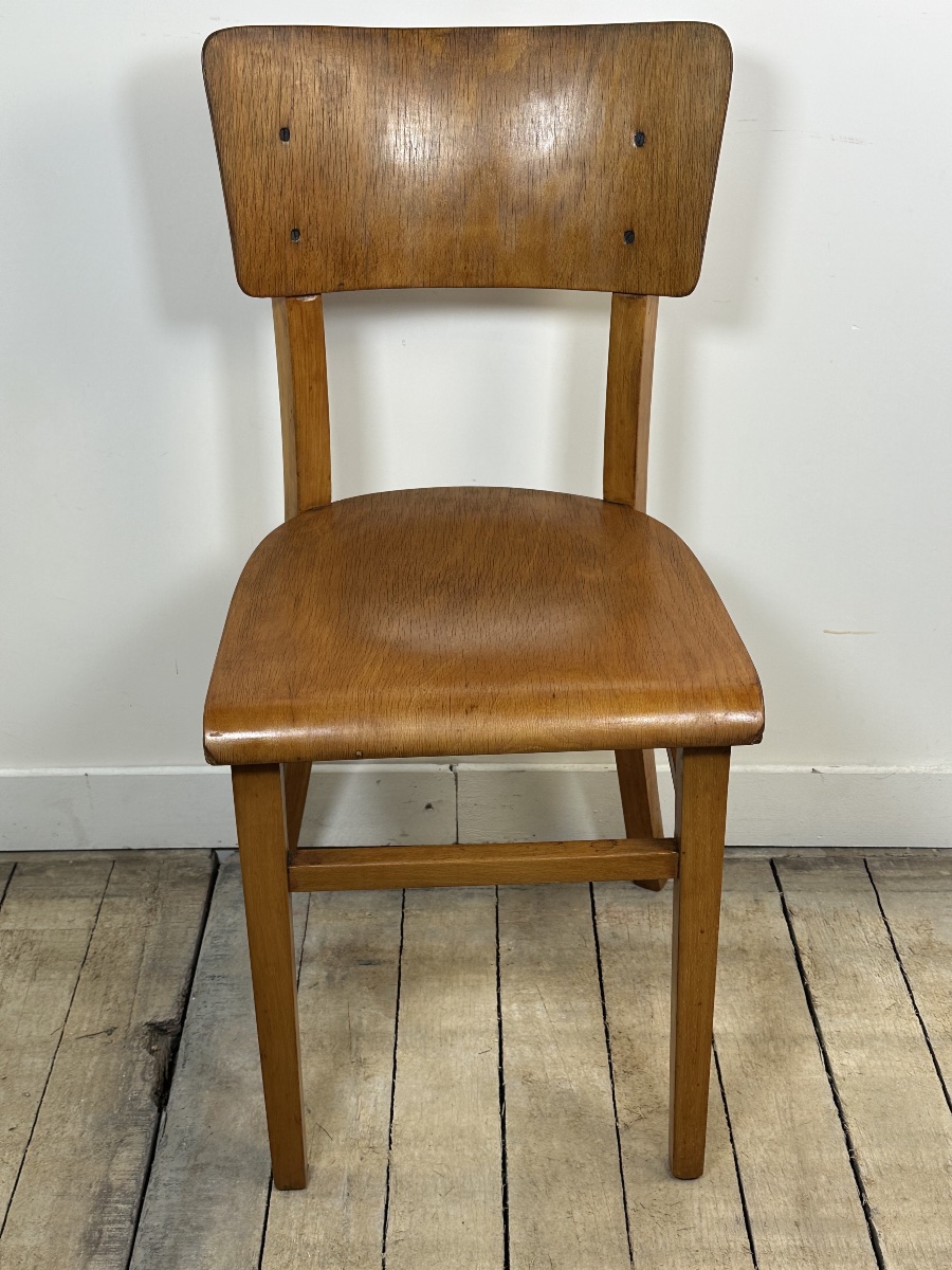 Lot de 6 chaises Bistrot Thonet vintage en bois 1960'S-photo-3