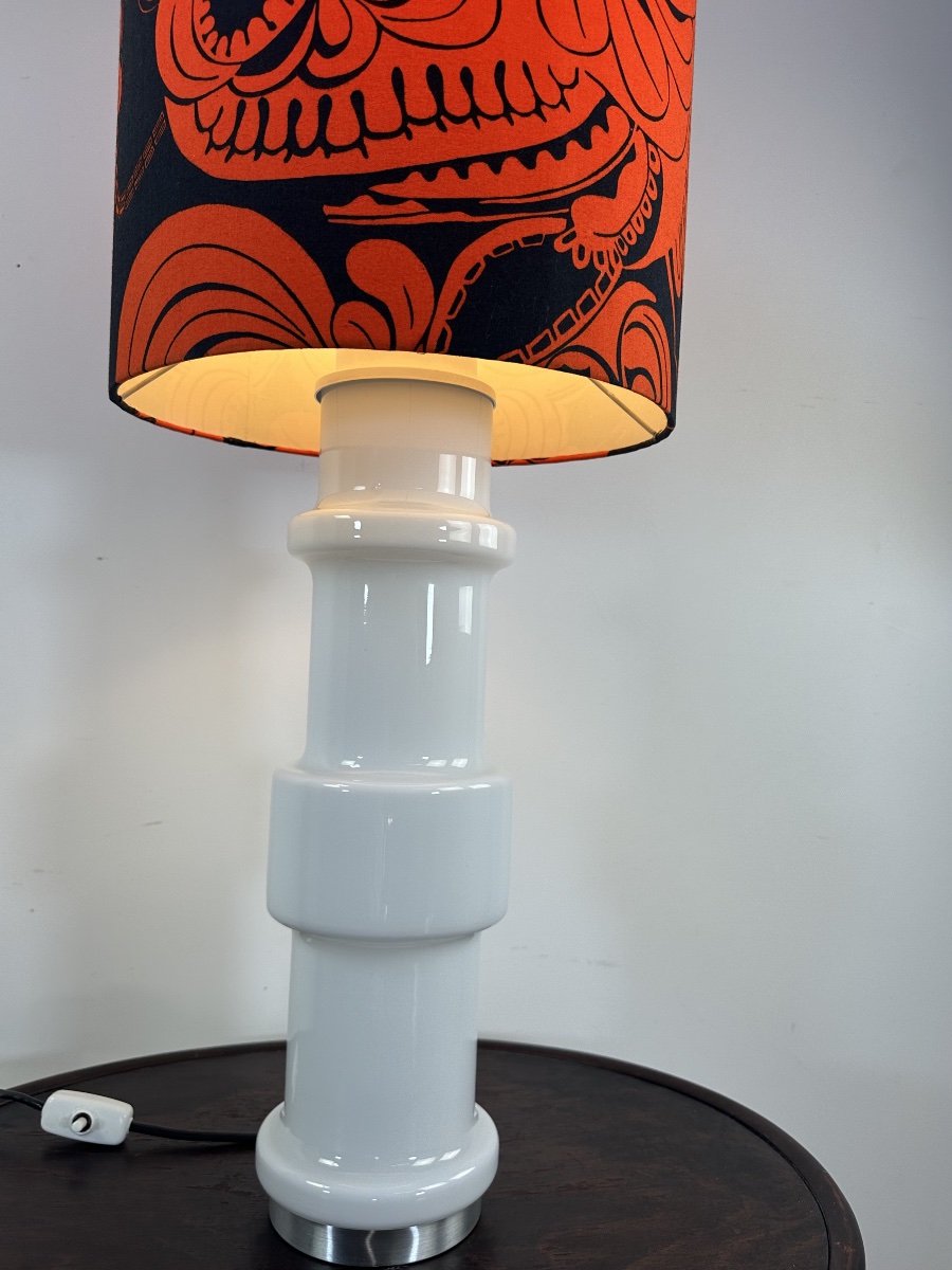 Vintage Opaline White Murano Glass Lamp, Doria, Italy, 1970-photo-4